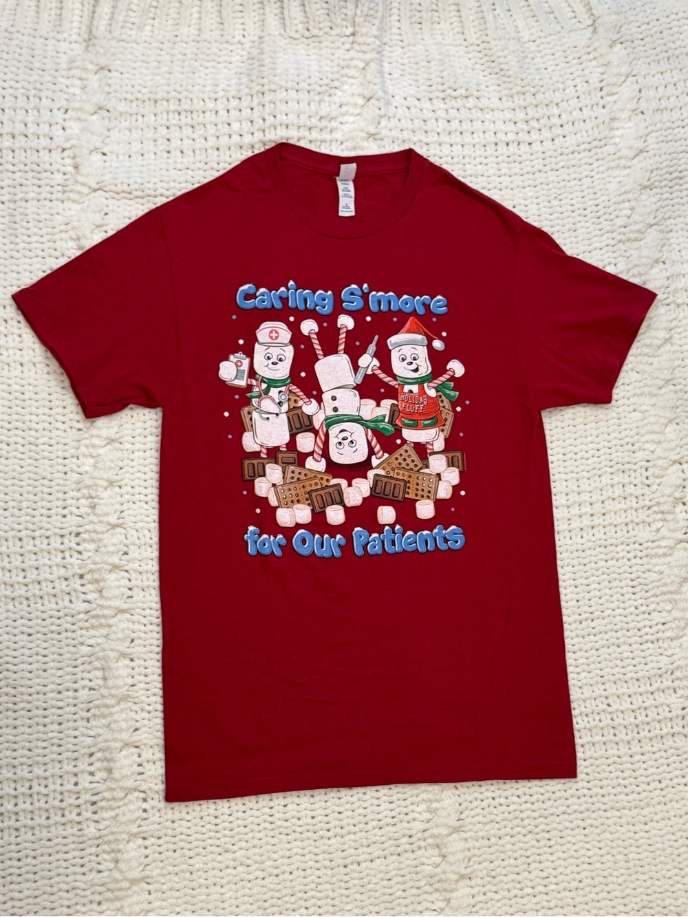Festive Holiday Nurse S'more Healthcare Graphic T-Shirt, Size S